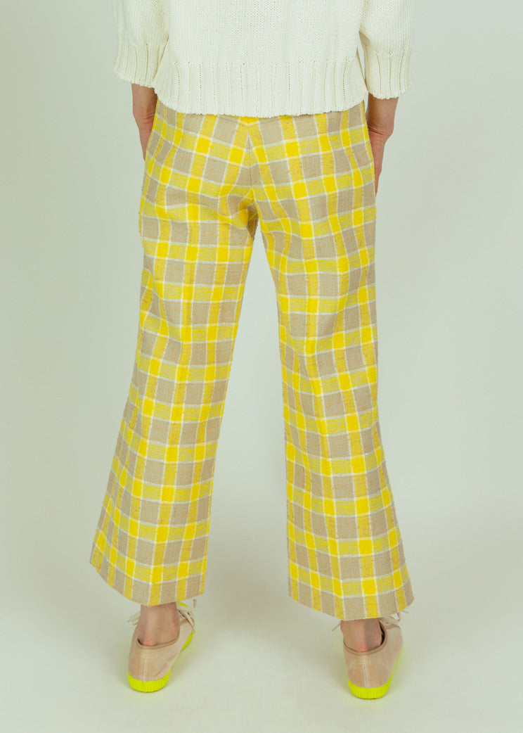 Smythe Yellow Check Cropped Pant
