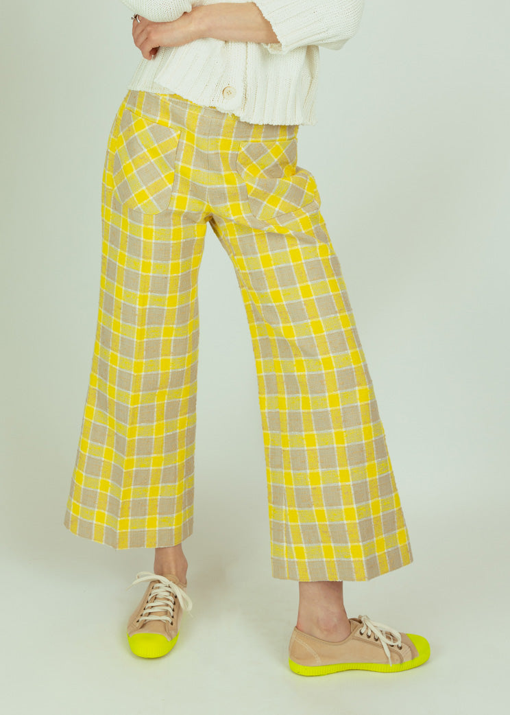 Smythe Yellow Check Cropped Pant