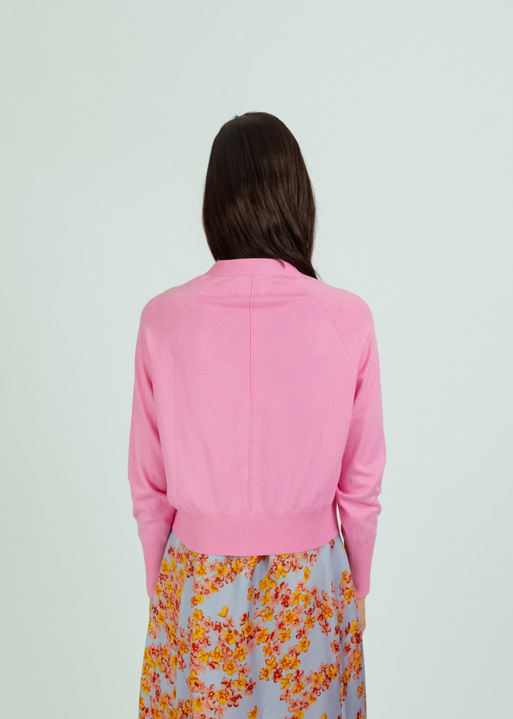 Allude Pink Wool Cashmere Cardigan
