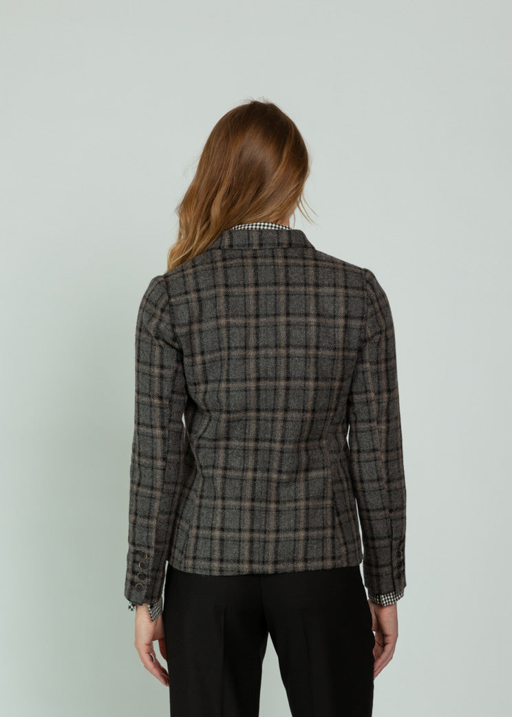Mona Thalheimer Grey Plaid Marlene Blazer