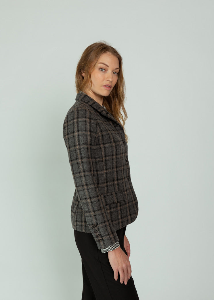 Mona Thalheimer Grey Plaid Marlene Blazer