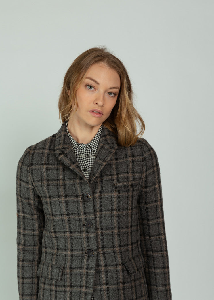 Mona Thalheimer Grey Plaid Marlene Blazer