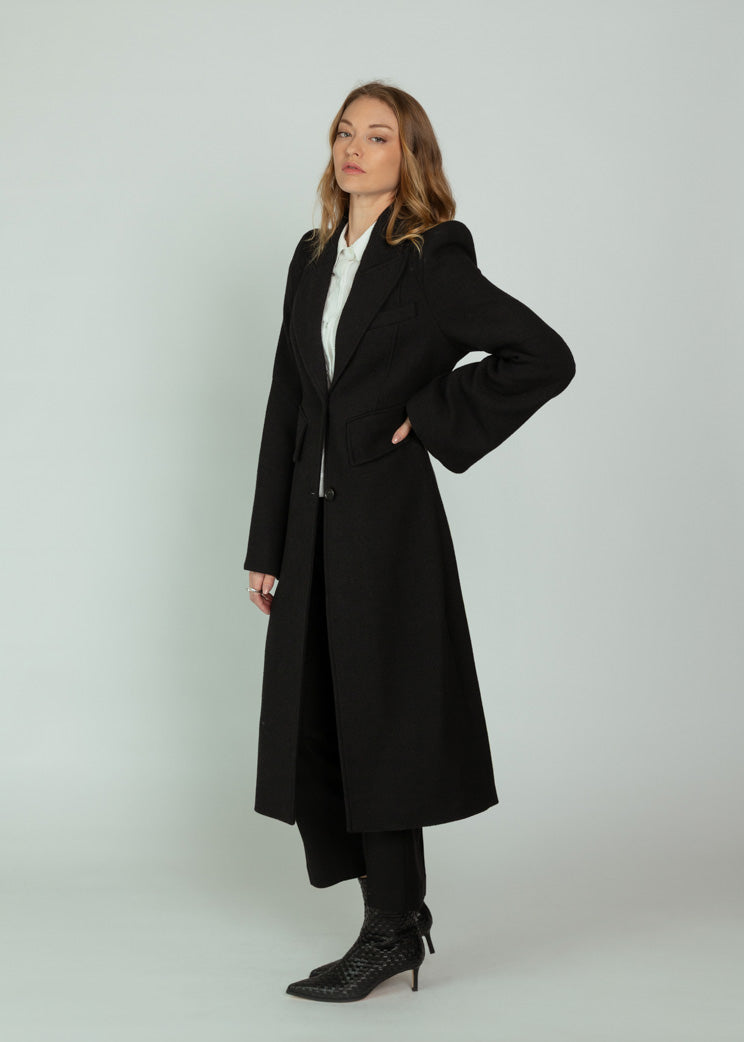Smythe Black Pagoda Trumpet Sleeve Coat