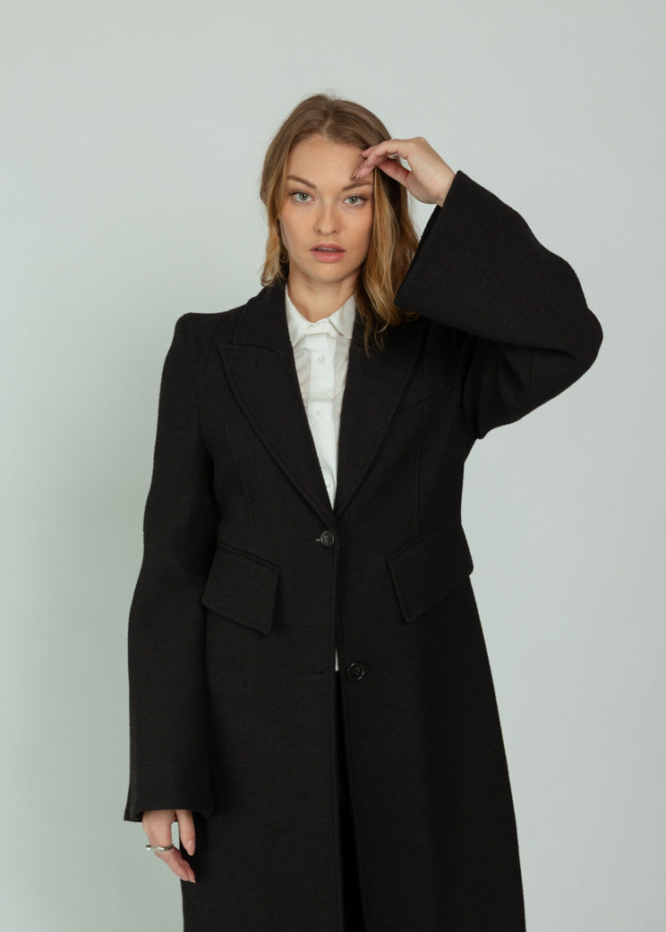 Smythe Black Pagoda Trumpet Sleeve Coat