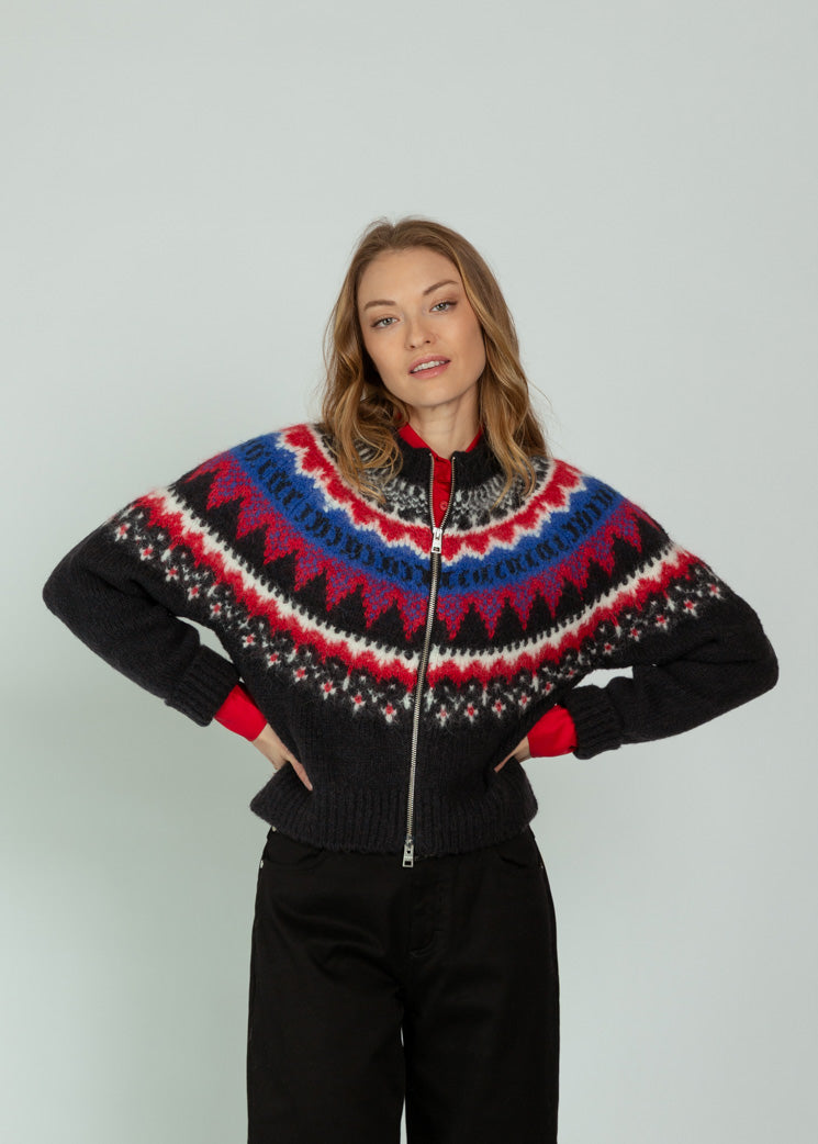 Closed Cosmic Grey Cropped Zip Cardigan