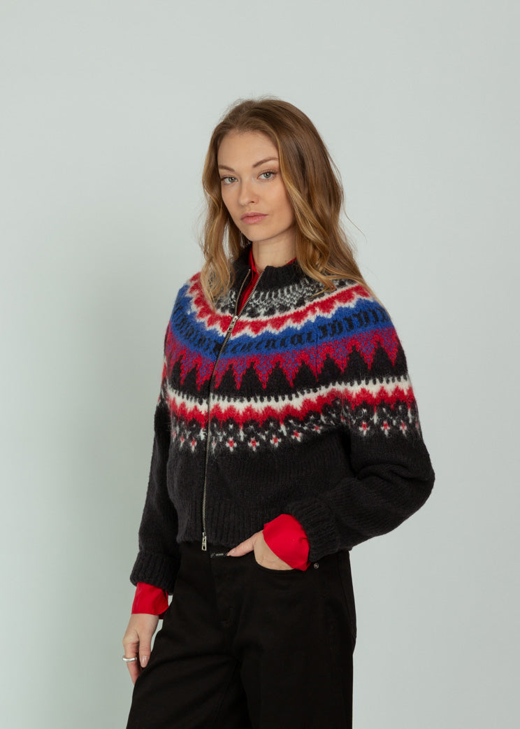 Closed Cosmic Grey Cropped Zip Cardigan