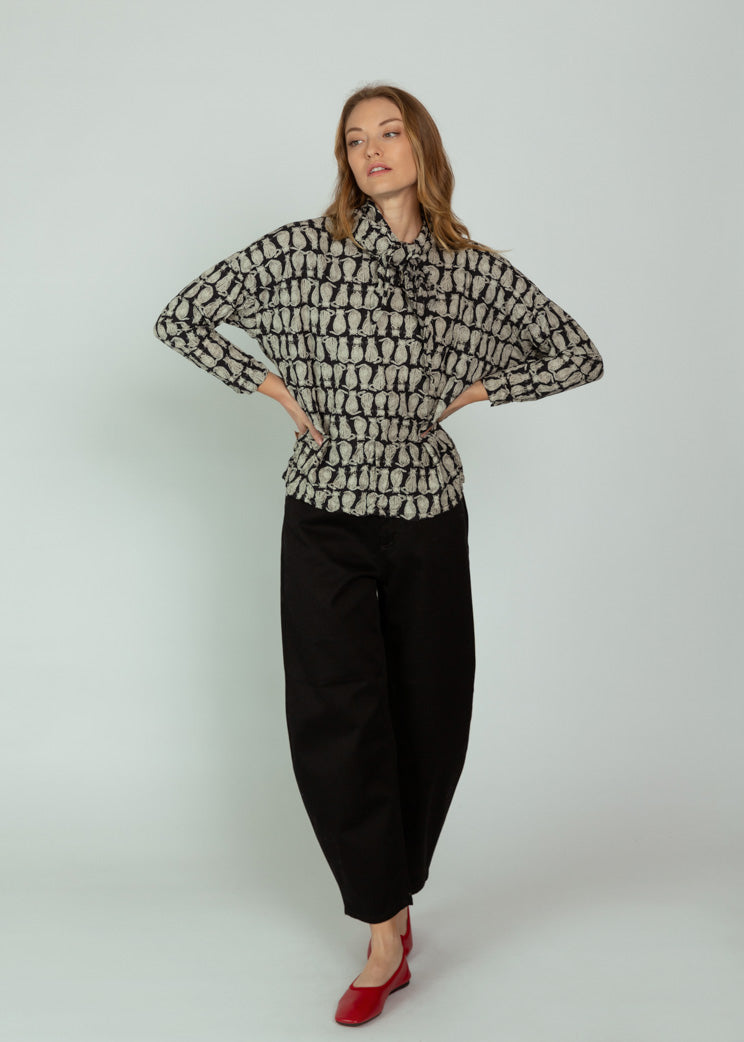 Pas De Calais Black Cat Patrol Blouse with Scarf