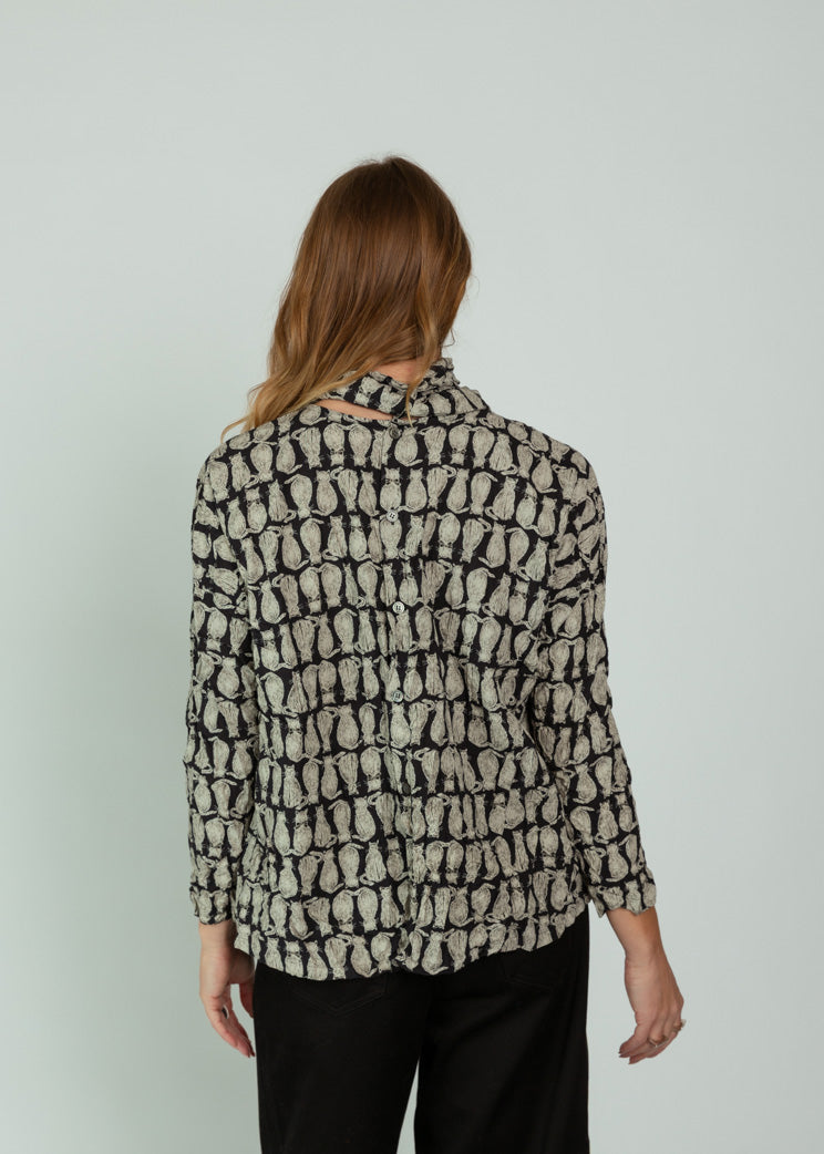 Pas De Calais Black Cat Patrol Blouse with Scarf