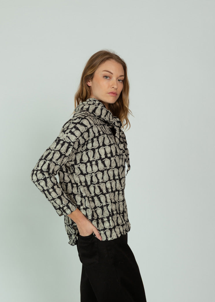 Pas De Calais Black Cat Patrol Blouse with Scarf