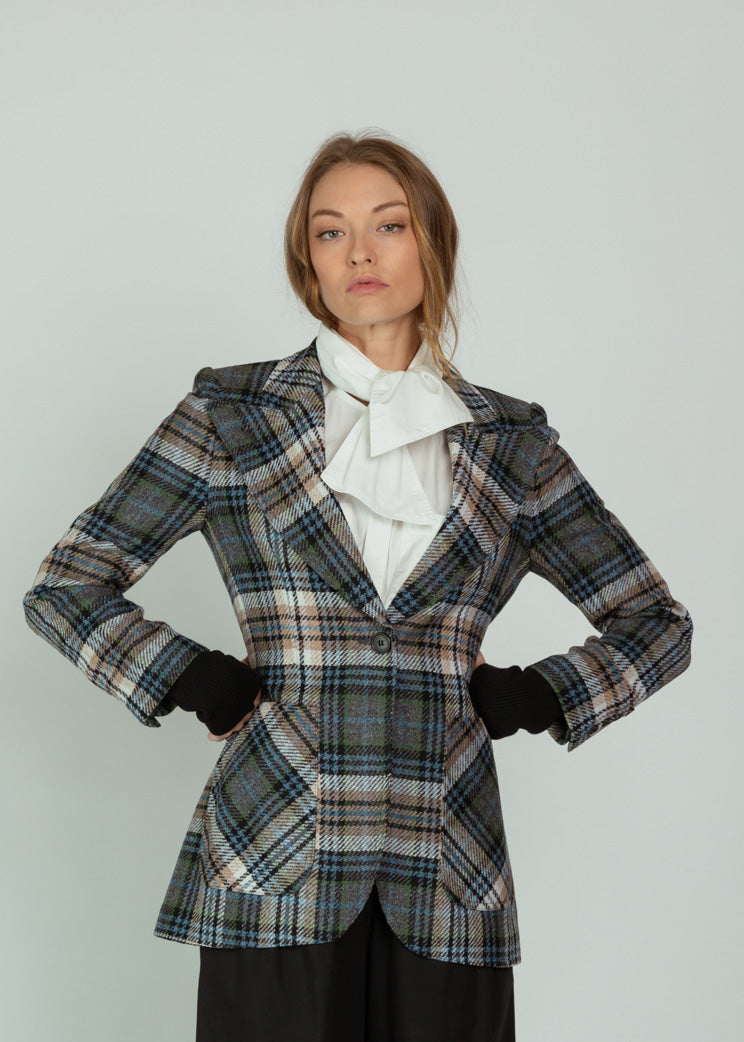 Smythe Plaid Rib Cuff Birken Blazer