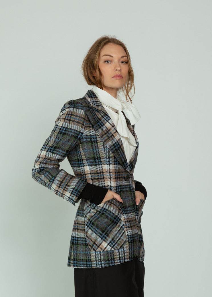Smythe Plaid Rib Cuff Birken Blazer