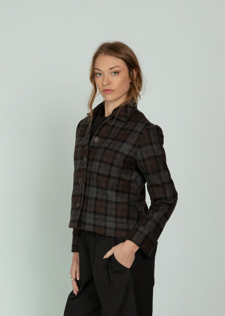 Mona Thalheimer All Brown Plaid Blazer