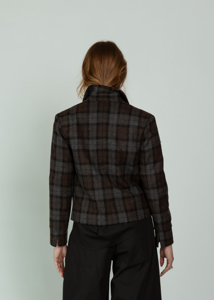 Mona Thalheimer All Brown Plaid Blazer