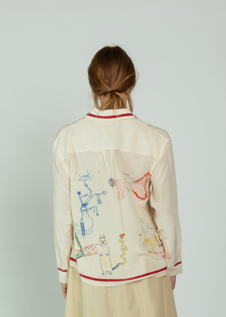 Mii Cream Almaria Print Shirt