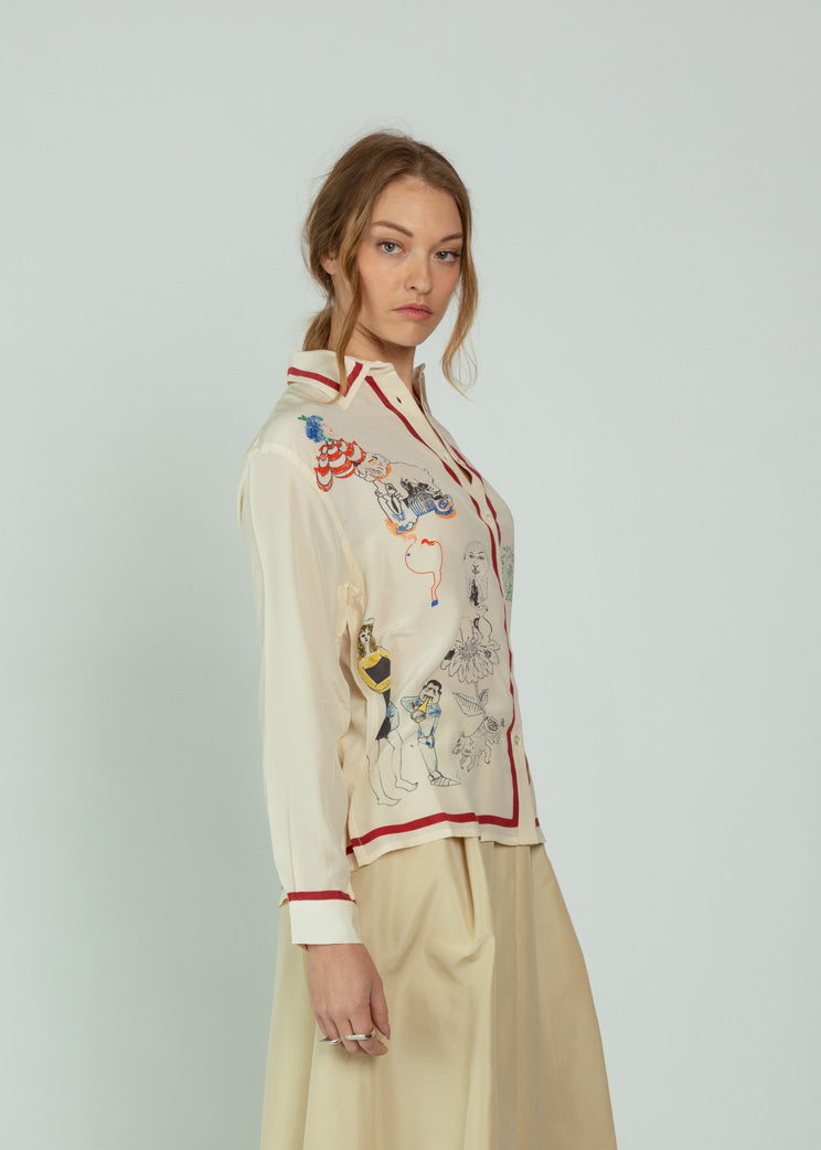 Mii Cream Almaria Print Shirt