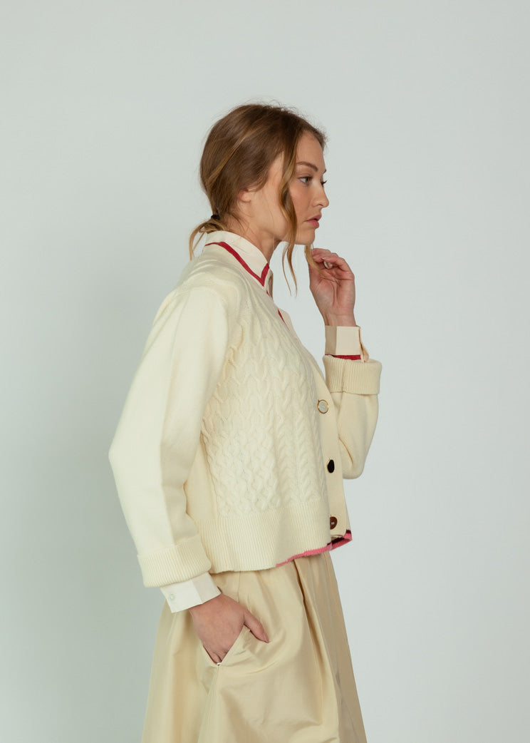 Mii Off White Cable Stitch Dora Cardigan
