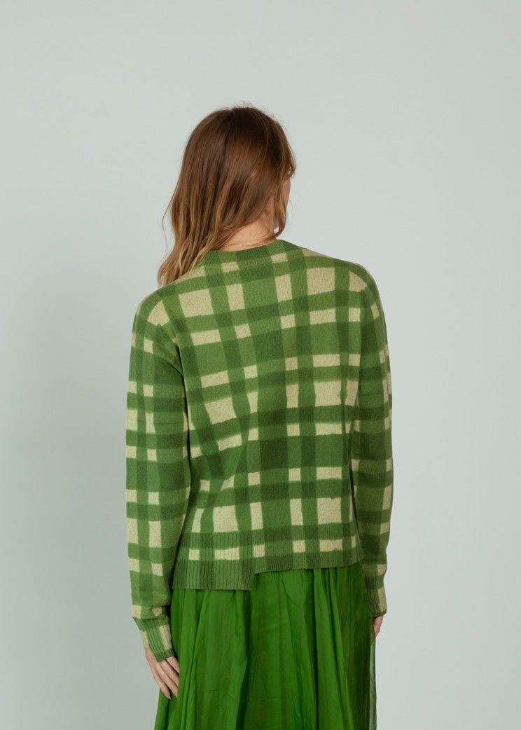 Antipast Green Wool Cashmere Check Pullover