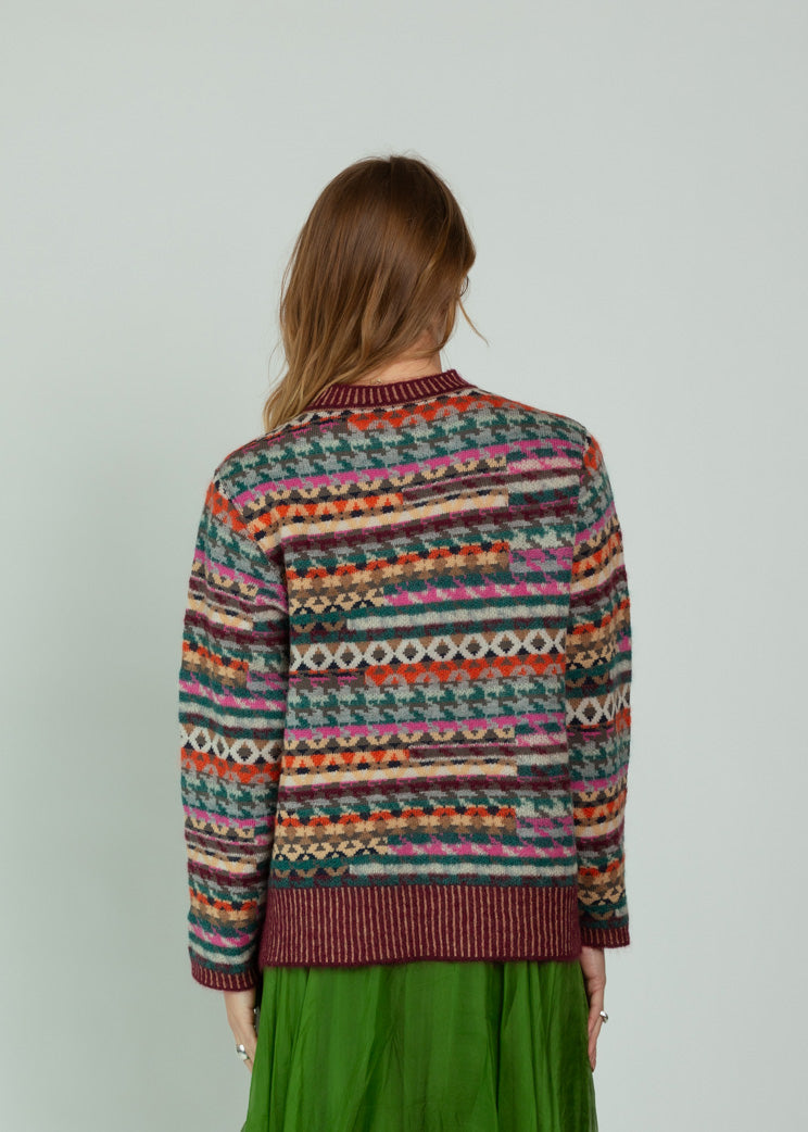 Antipast Multi Color Jacquard Knit Wool Mohair Pullover