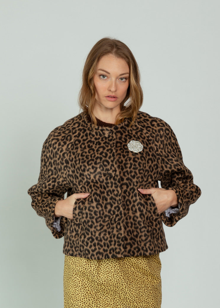 Odeeh Dark Camel Animal Print Jacket