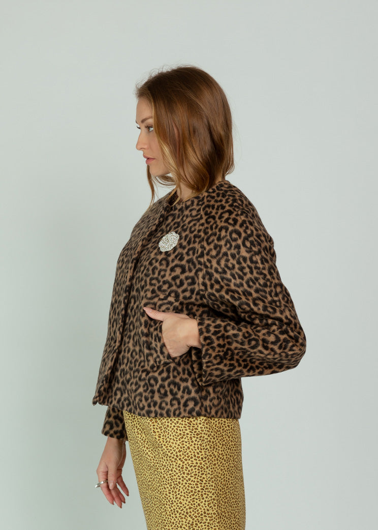 Odeeh Dark Camel Animal Print Jacket