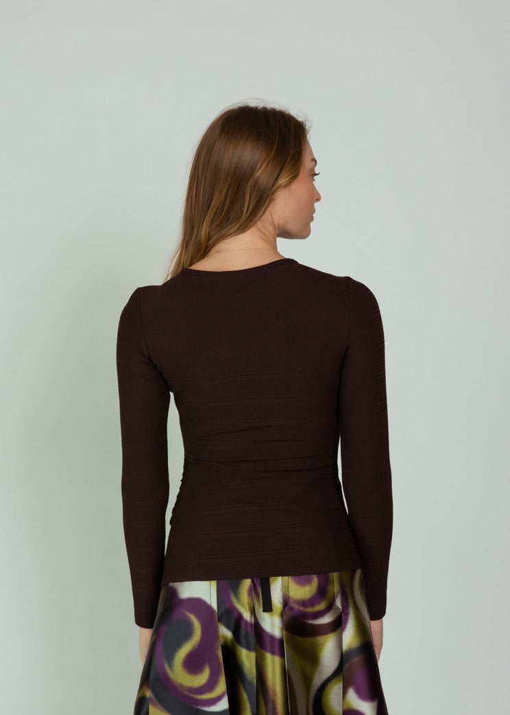 Smythe Prune Ruched Knit Top