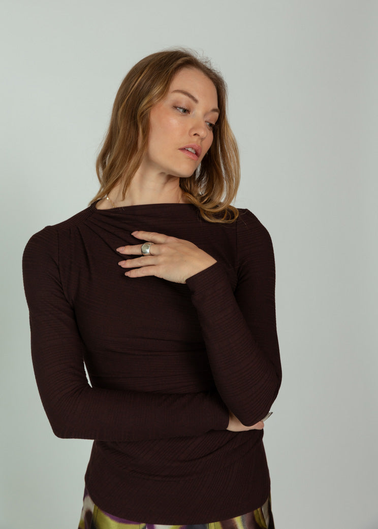 Smythe Prune Ruched Knit Top