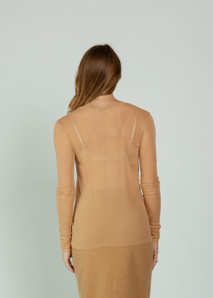 Brazeau Tricot Chestnut Tulle Long Sleeve Tee