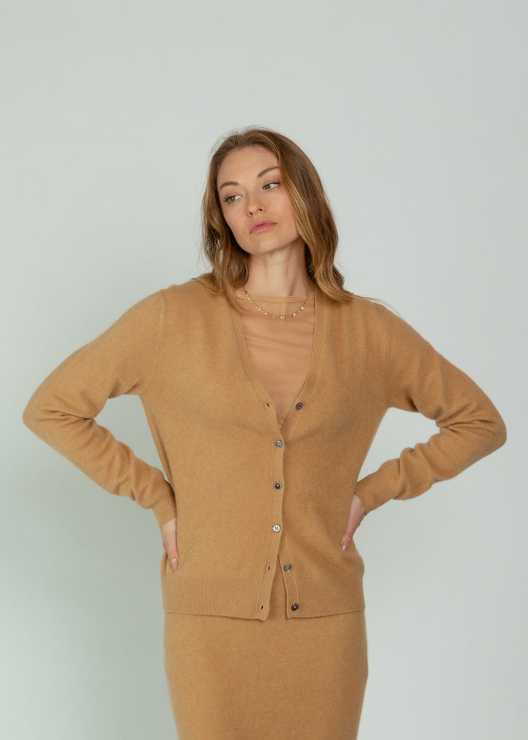 Brazeau Tricot Camel Mini Royal Pringle Cardigan