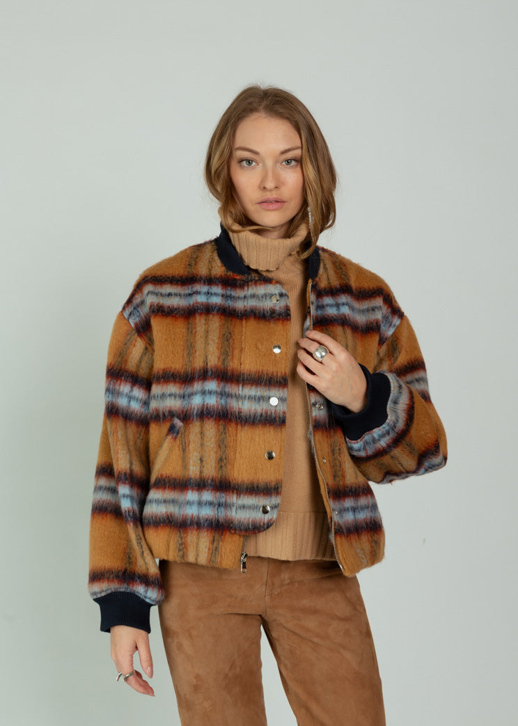 No. 6 Camel Plaid Dover Jacket