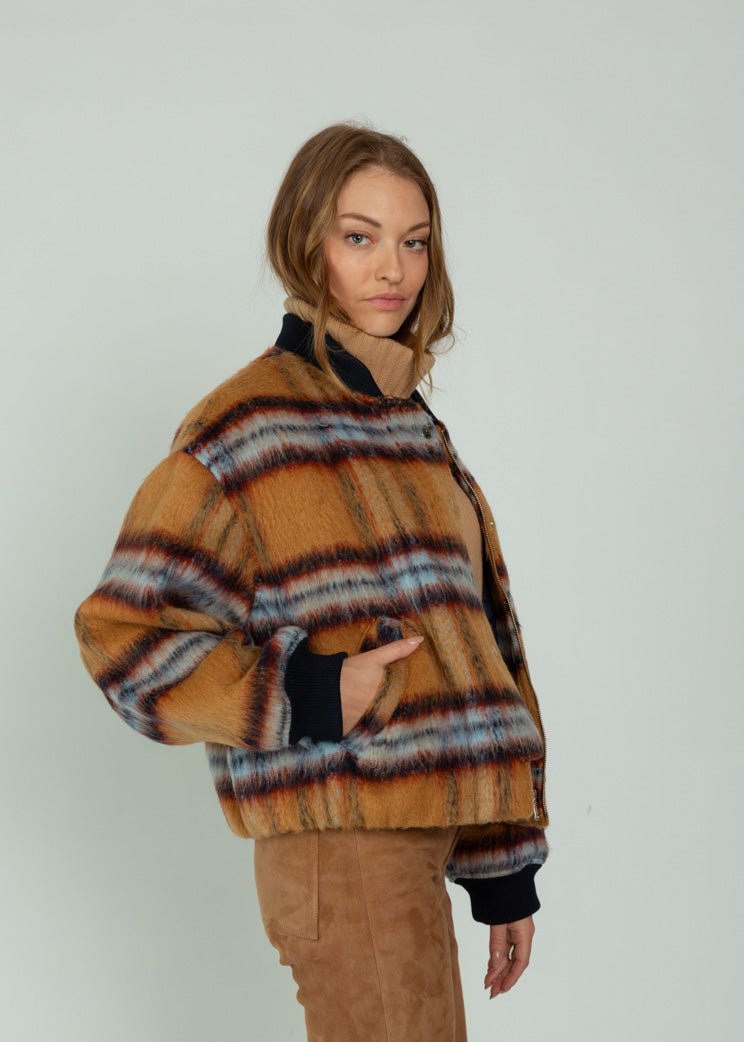 No. 6 Camel Plaid Dover Jacket