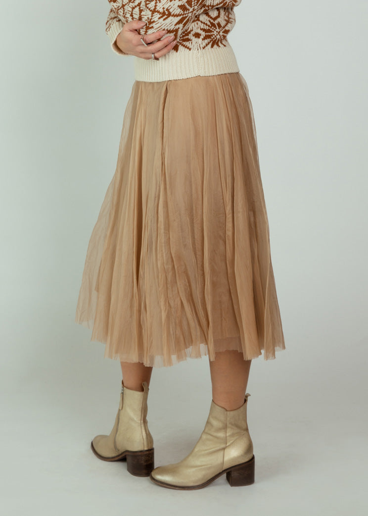 Louiza Babouryan Camel Organza Skirt