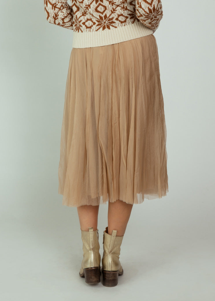 Louiza Babouryan Camel Organza Skirt