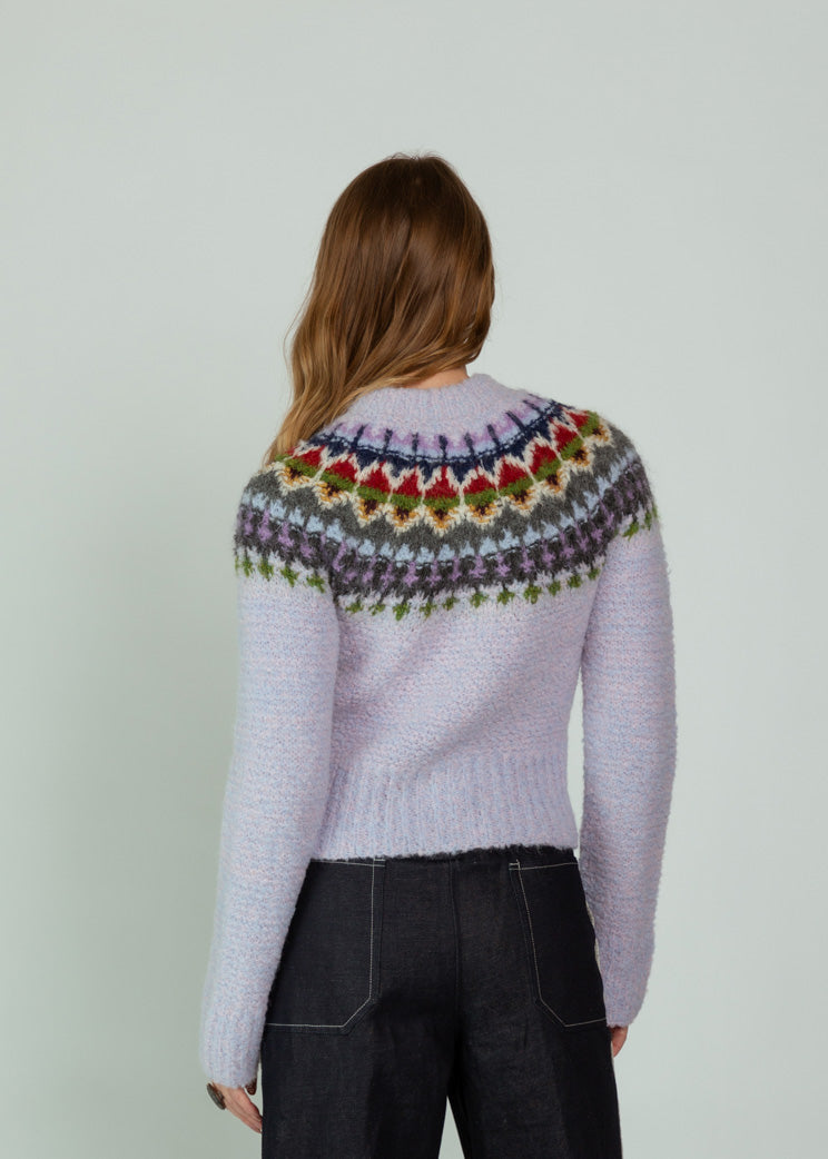 Smythe Lilac Fair Isle Cardigan Sweater