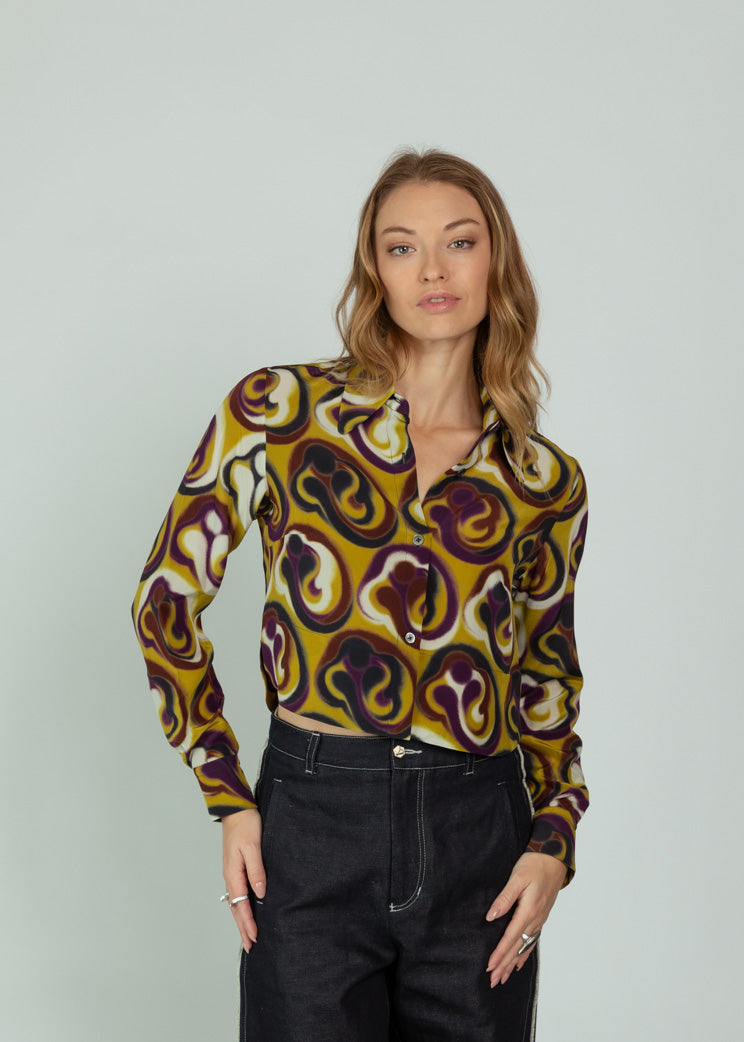 Odeeh Jade Yellow Silk Shirt