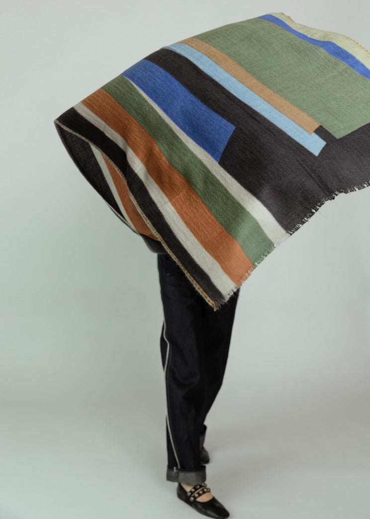 Epice Black Wool Cashmere Confetti Scarf