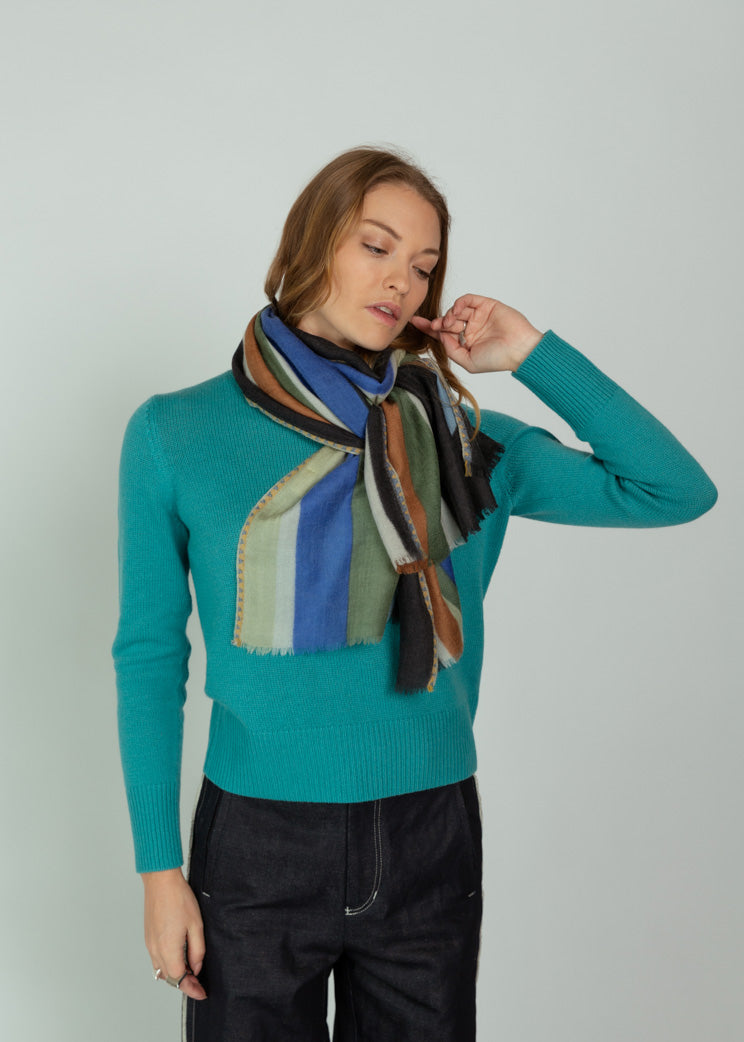 Epice Black Wool Cashmere Confetti Scarf