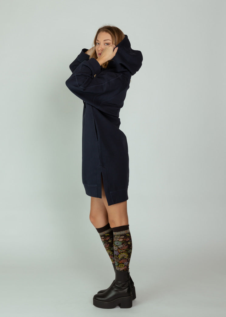 Closed Dark Night Hoodie Dress