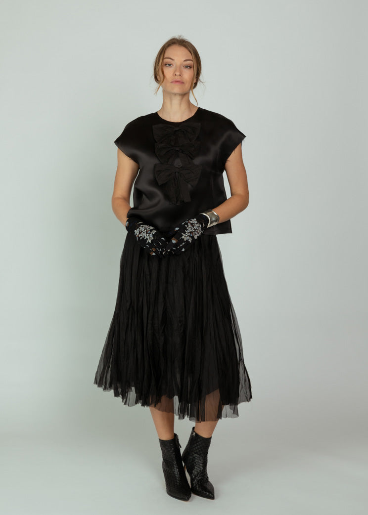 Louiza Babouryan Navy Organza Skirt