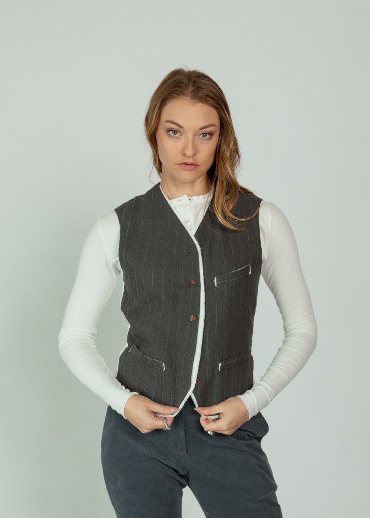 Hannoh Zinc Linen Cotton Ginette Gilet