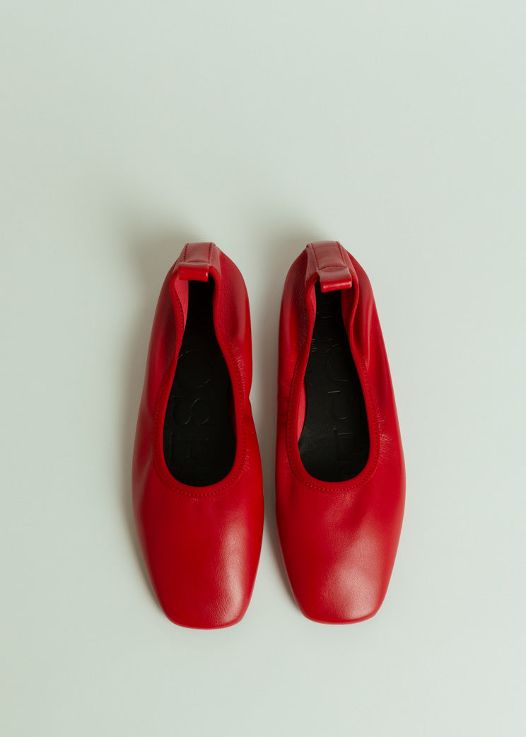 Closed Rose Red Ballerina Flat