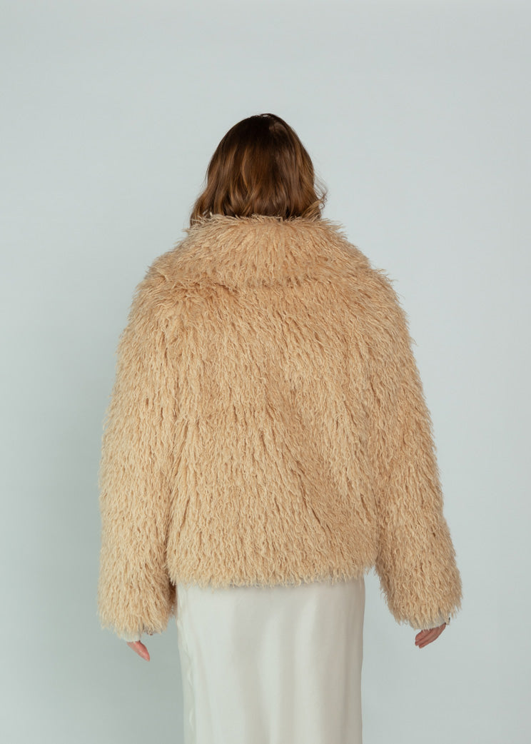 Brazeau Tricot Blonde Faux Fur Shaggy Bomber