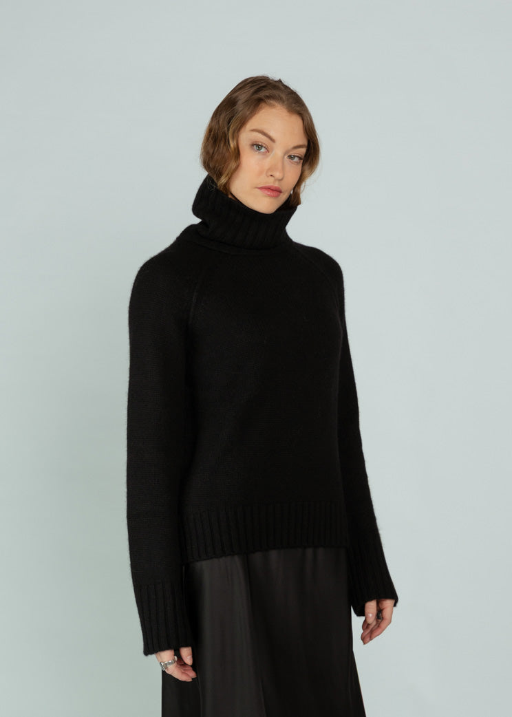 Brazeau Tricot Black Chunky Turtleneck