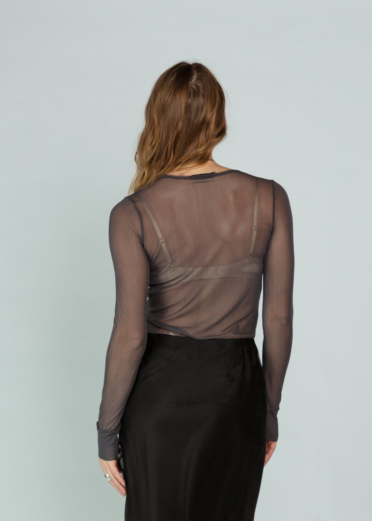 Brazeau Tricot Feather Tulle Long Sleeve Tee