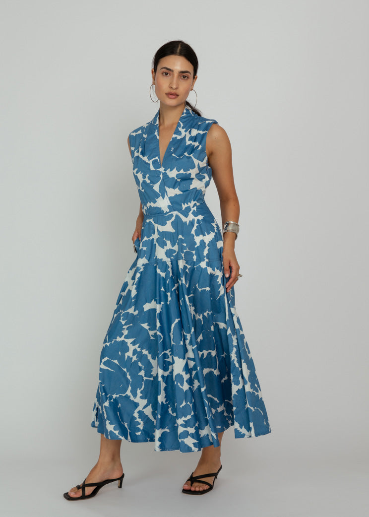 Mantu Light Blue Printed Crinkle Cotton Maxi Dress at Baby & Company Mantu Light Blue Printed Crinkle Cotton Maxi Dress at Baby & Company