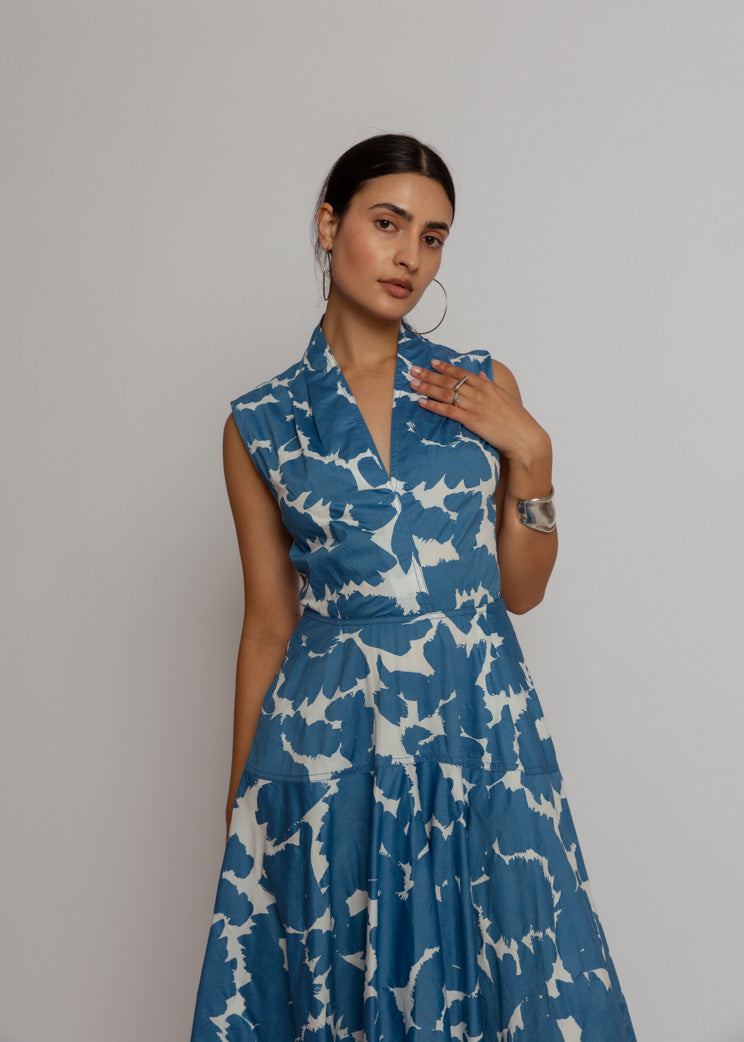 Mantu Light Blue Printed Crinkle Cotton Maxi Dress – Baby & Company
