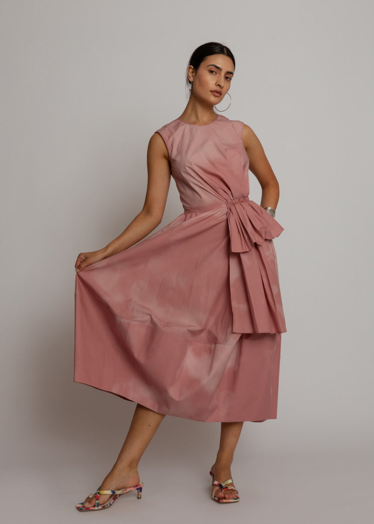 Mantu Printed Pink Faded Poplin Dress at Baby & Company