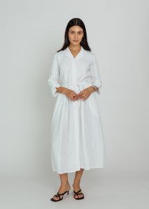 H+ HANNOH WESSEL リネンシャツワンピース　Vネック　イタリア製 Hannoh White Linen Davina Dress – Baby & Company