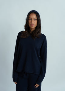 MJ Watson Navy Cashmere Wool Hoodie