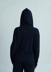 MJ Watson Navy Cashmere Wool Hoodie