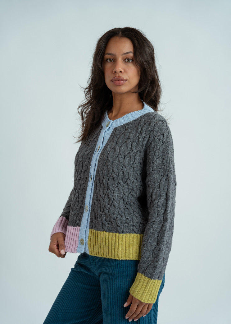 Dr. Bloom Gray Melody Cable Cardigan